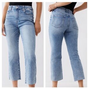 True Religion Margot Mini Boot High Rise Crop Raw Hem Jeans 29